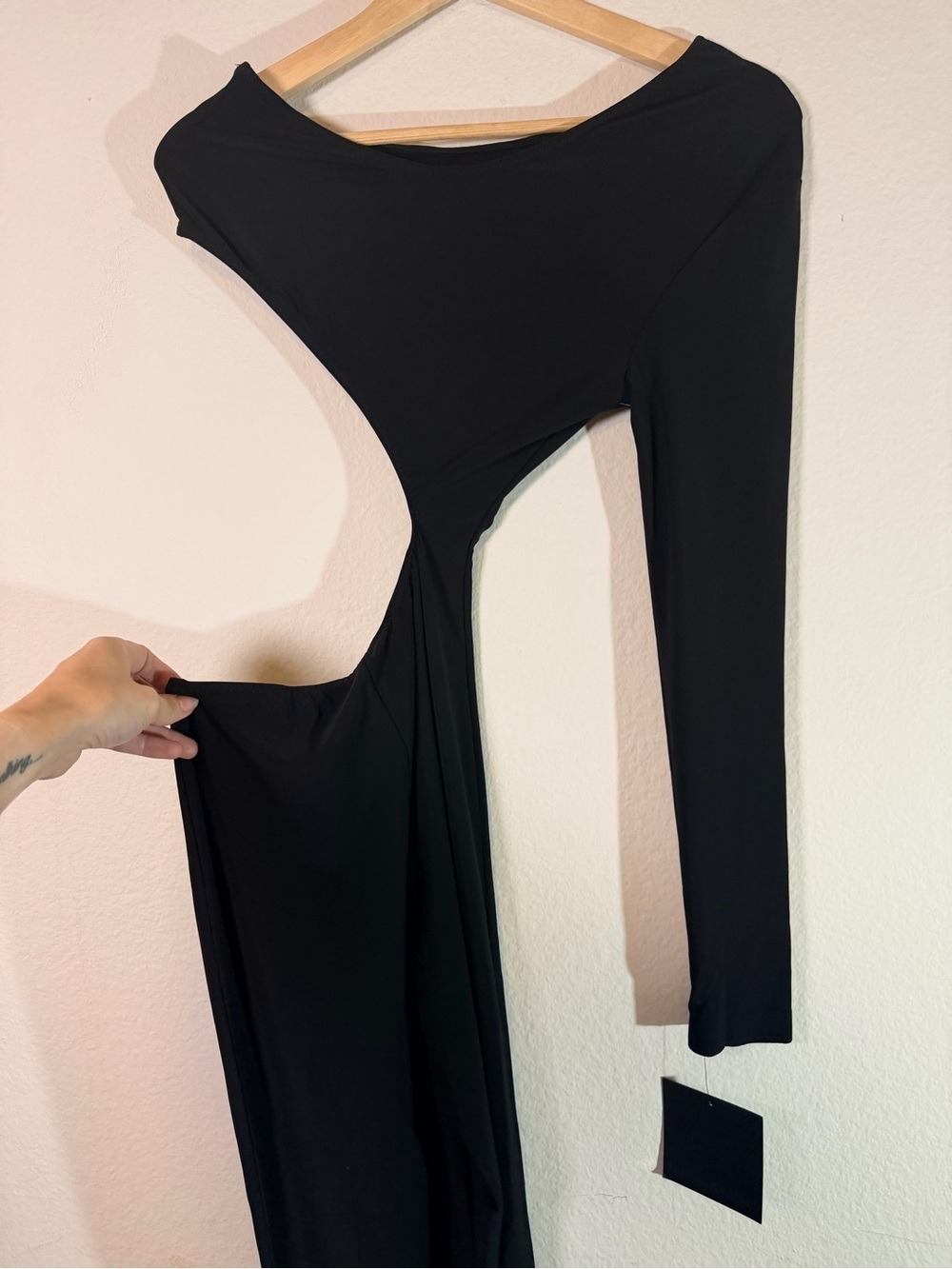 Norma Kamali One Sleeve Shane Catsuit Black Jumpsuit M KK123JPL968001 - Picture 4 of 9